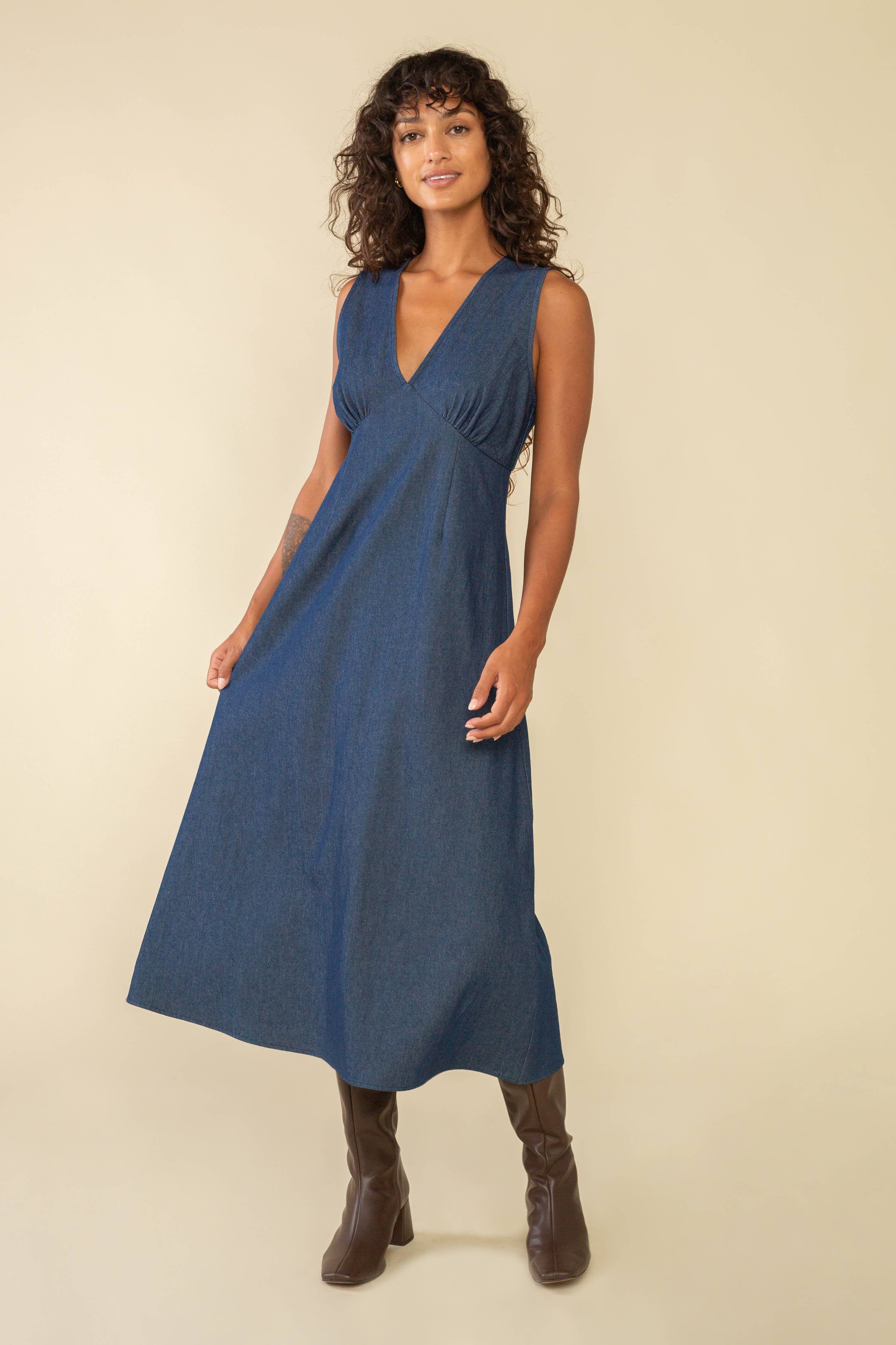 white christmas dresses Carson Denim Midi Dress