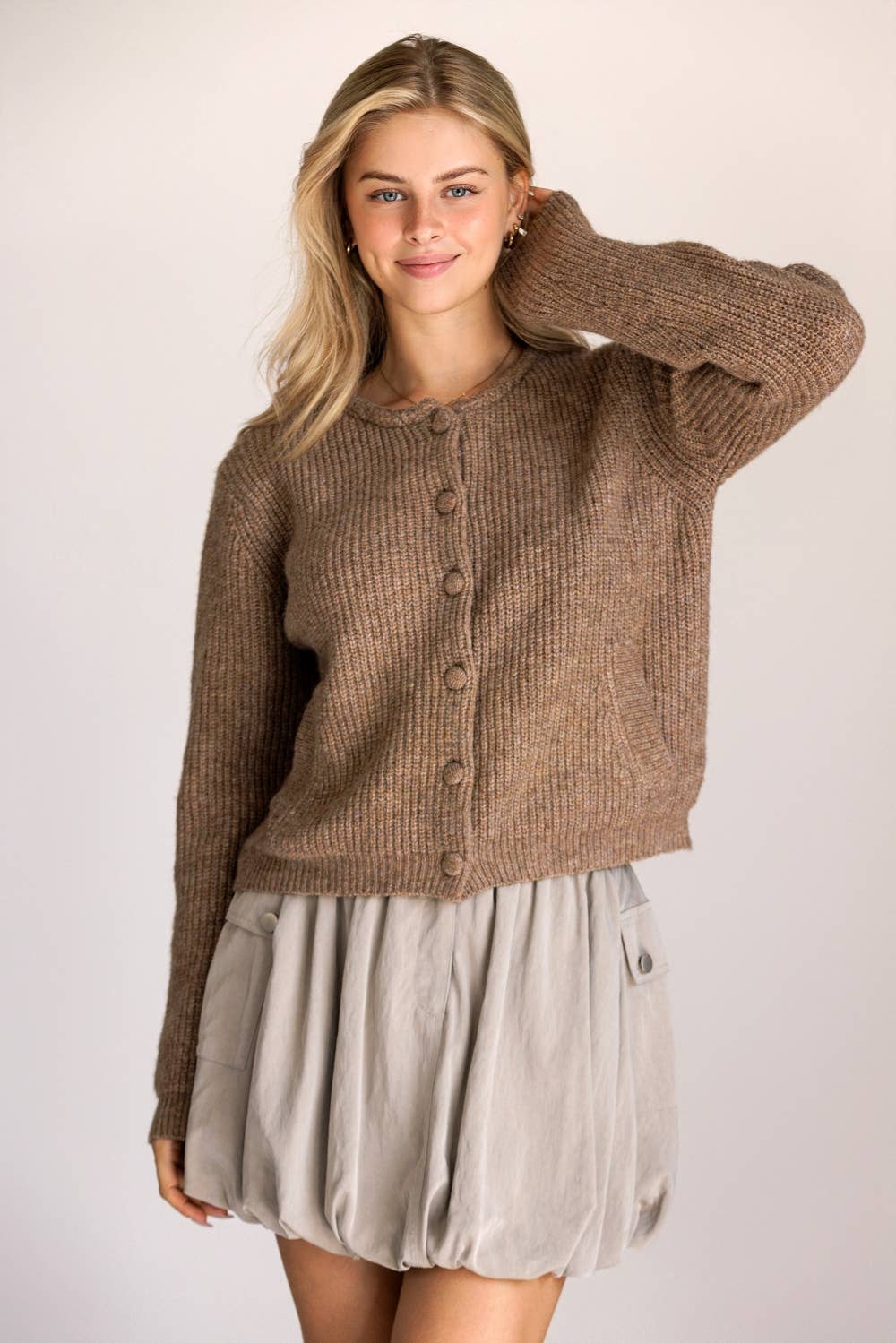 Fawn Textured Knit Cardigan