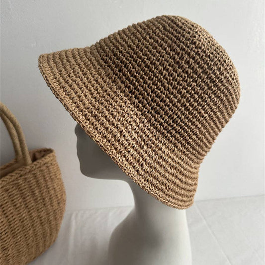 Minimalist Raffia Straw Bucket Hat
