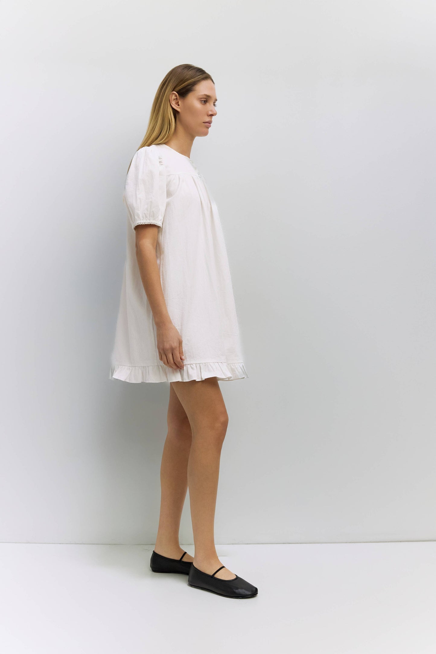 The Frankie Babydoll Ruffle Dress - White