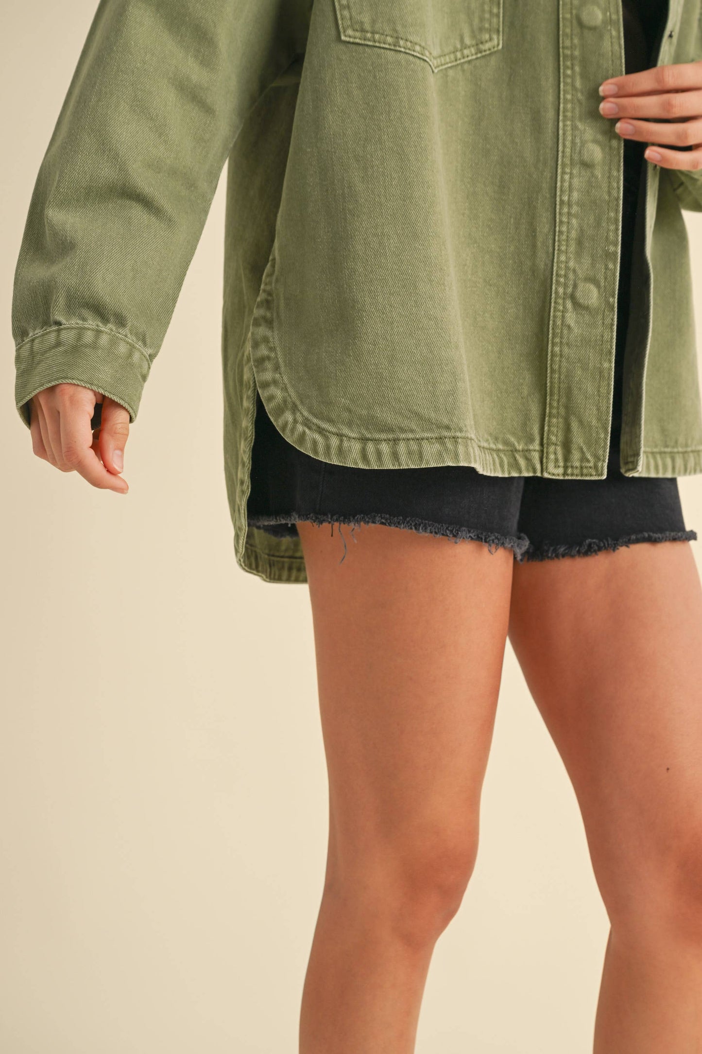 Military Green Denim Shacket