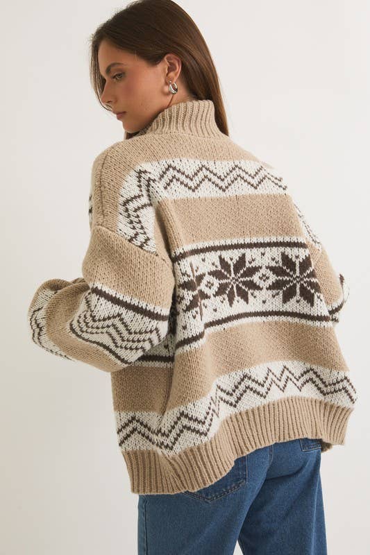 Snowdrift Knit Sweater Jacket: Multi