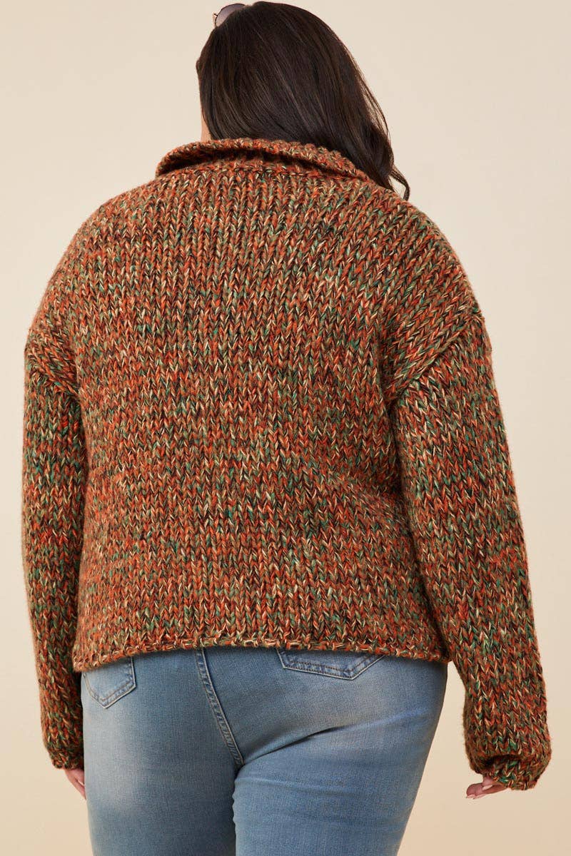 Eunice Multicolor Yarn Chunky Cropped Sweater Cardigan