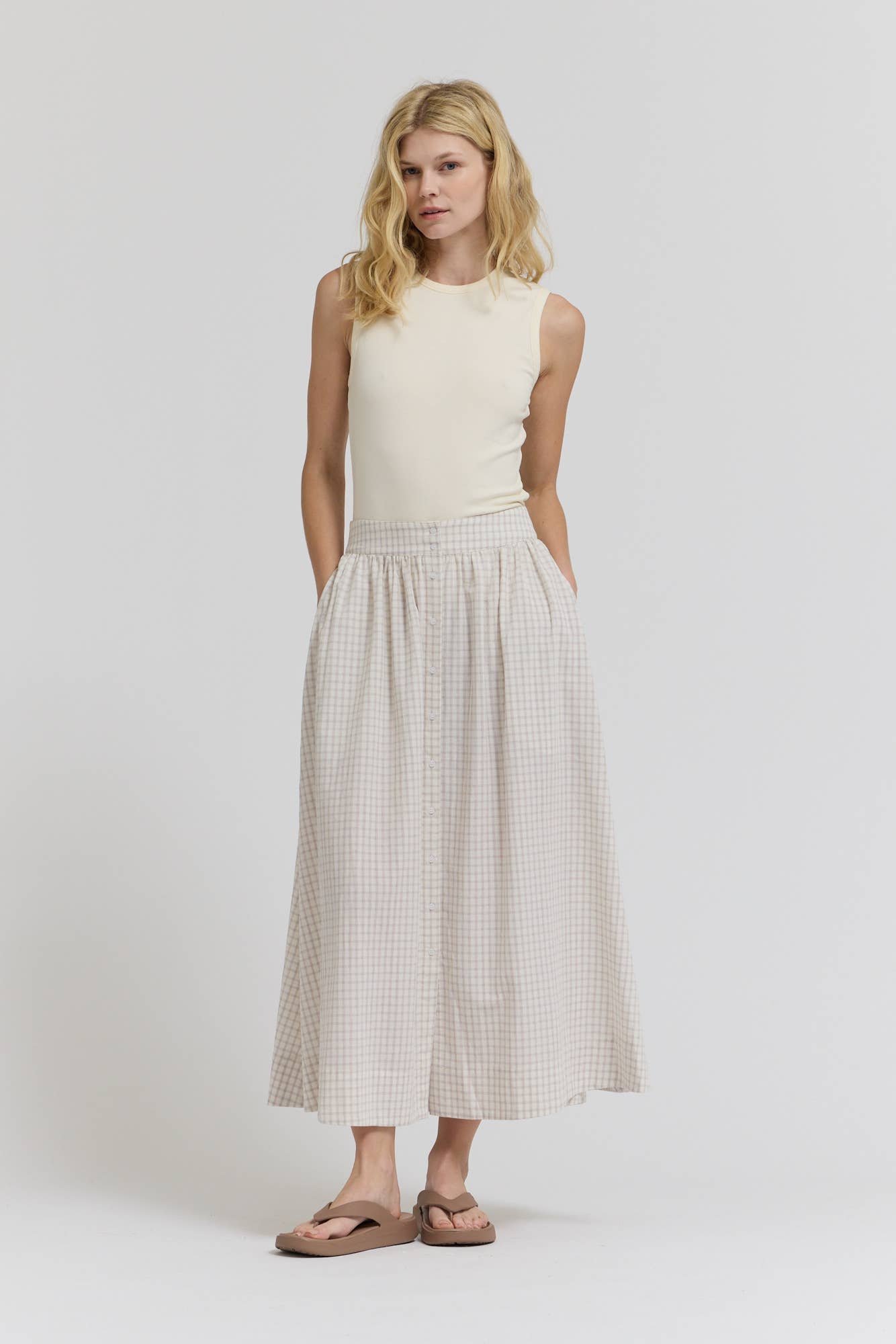 Wrenly Plaid Button Down Skirt
