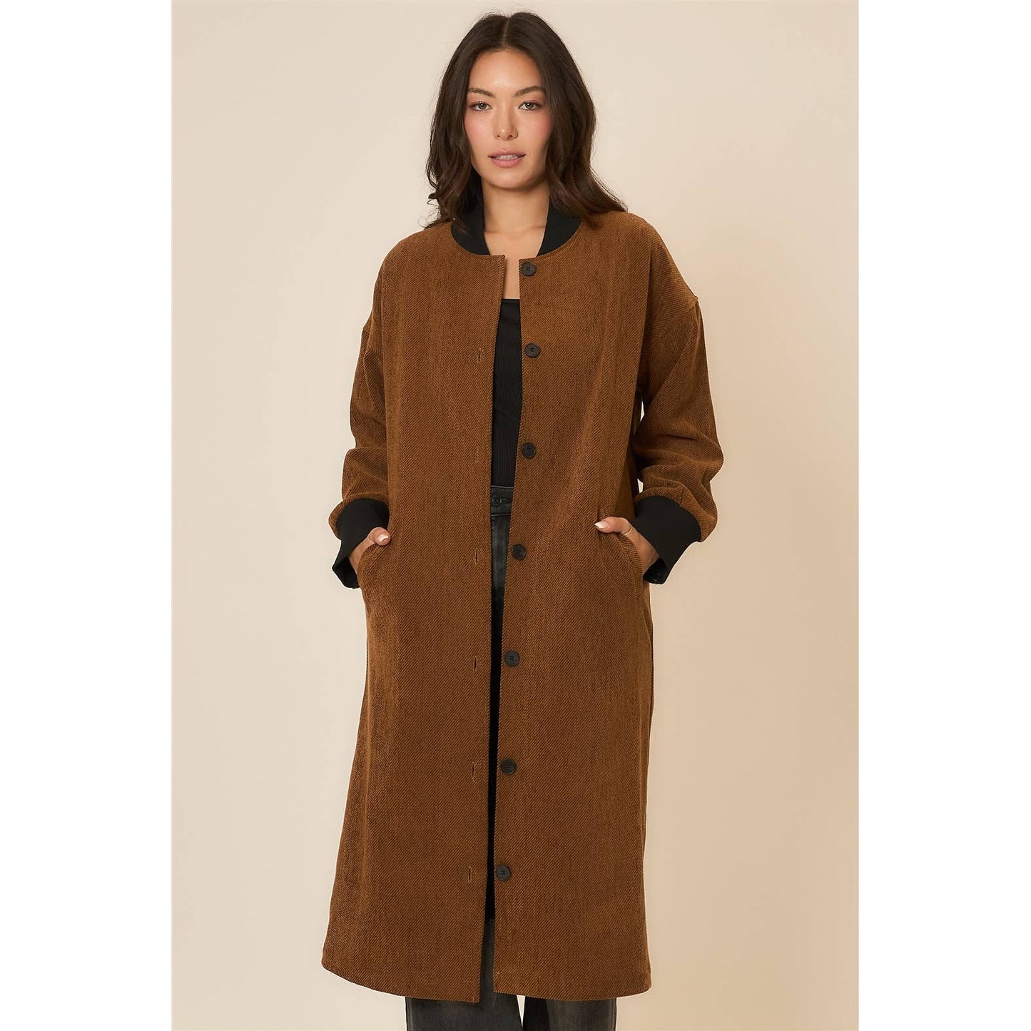 Joann Corduroy Button Up Long Coat