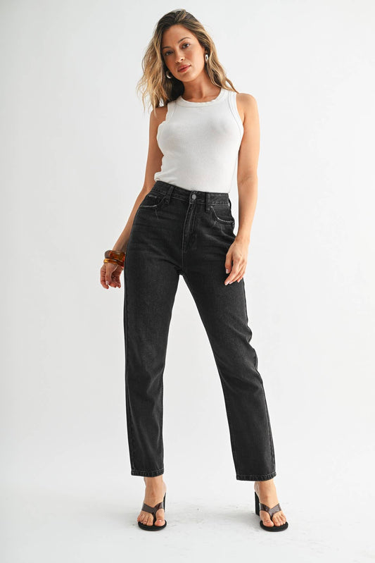 Darcy Non Stretch Mom Jean-Black