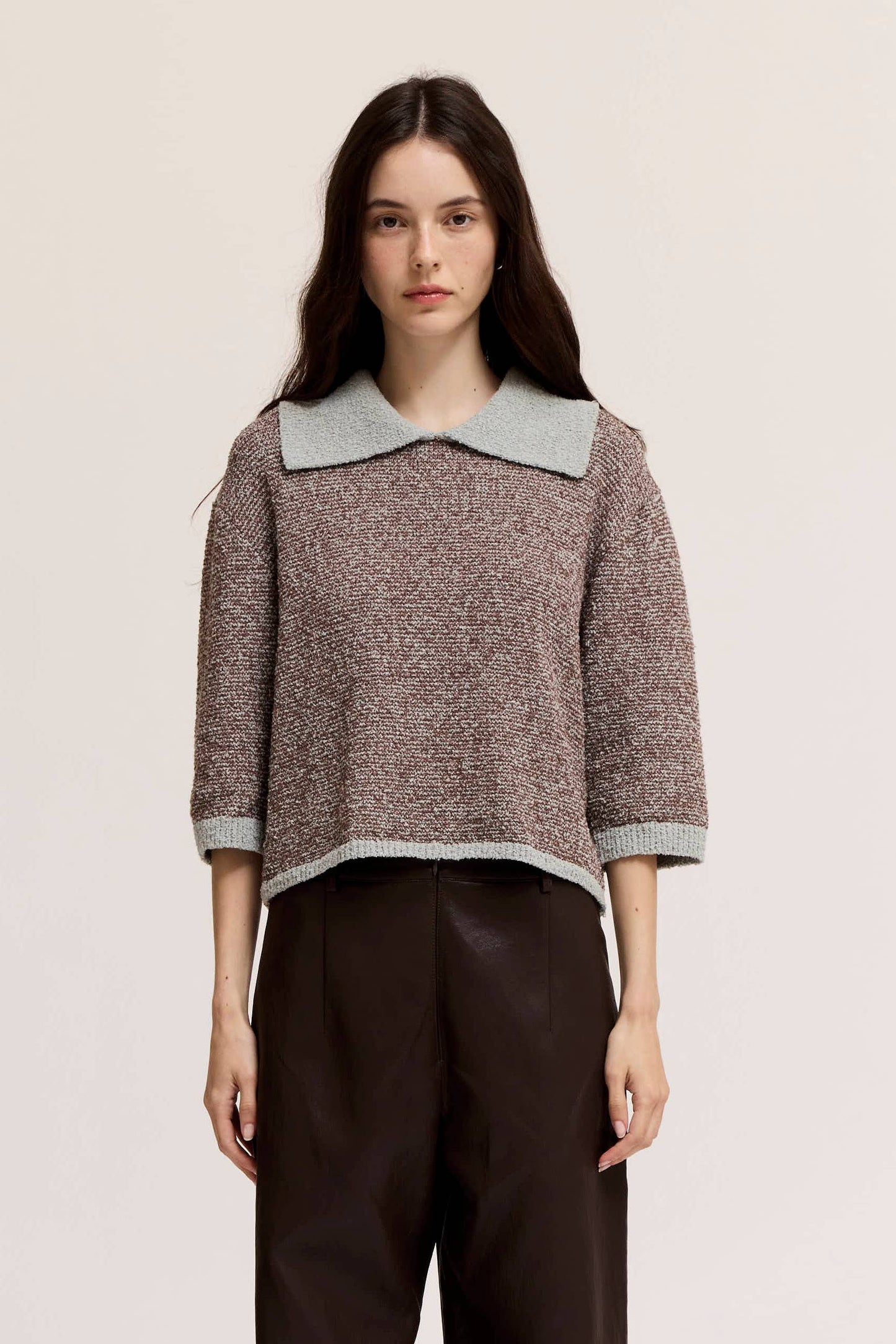 Gemma Two Tone Knit Collar Top