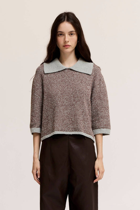 Gemma Two Tone Knit Collar Top