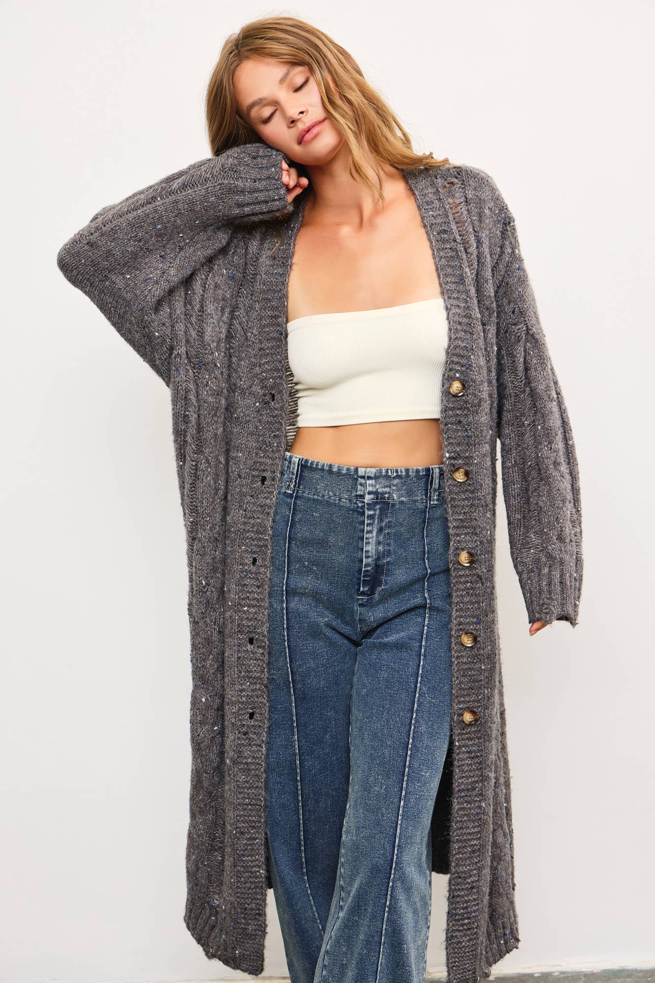 Cornelia Long Cardigan- Wheat