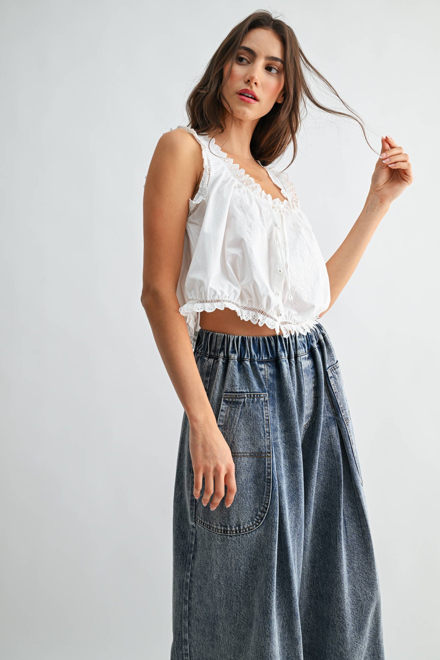 Louise Embroidered Broderie Cotton Top