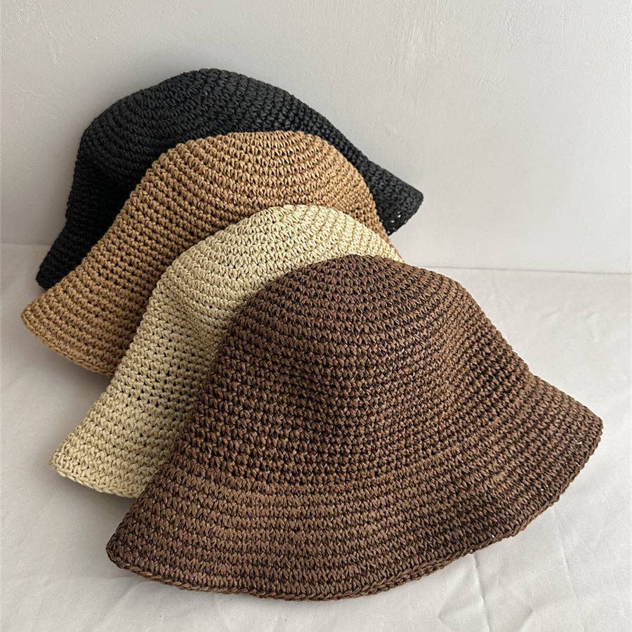 Minimalist Raffia Straw Bucket Hat
