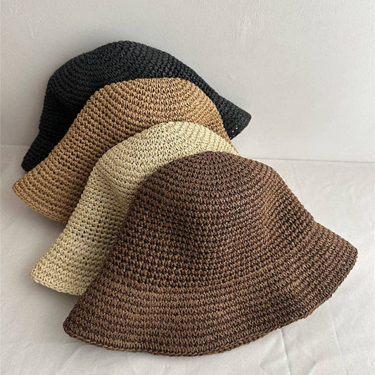 Minimalist Raffia Straw Bucket Hat