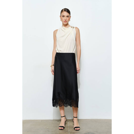 Poppy Classic Silky with Lace Midi Skirt