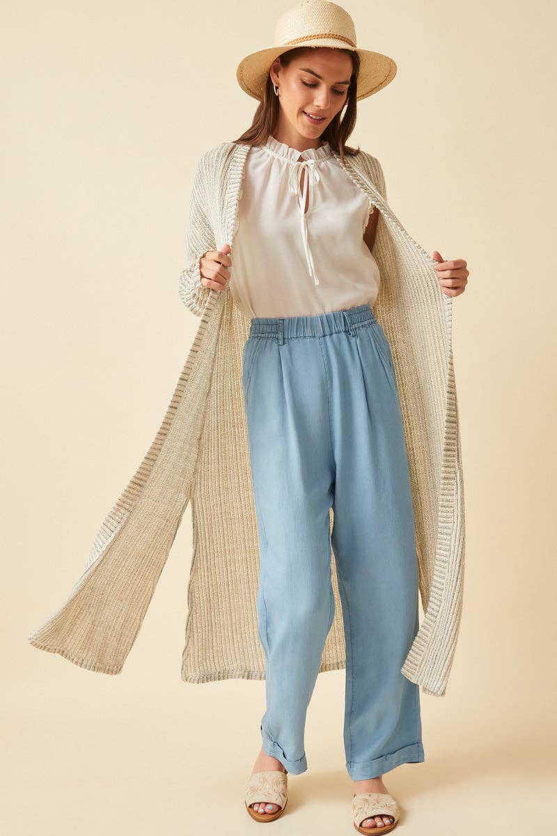 Sinclair Textured Stripe Loose Knit Duster
