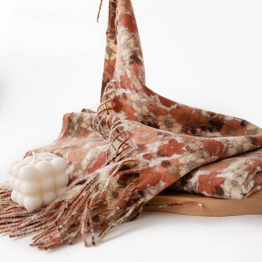 Autumn Floral Print Shawl Scarf