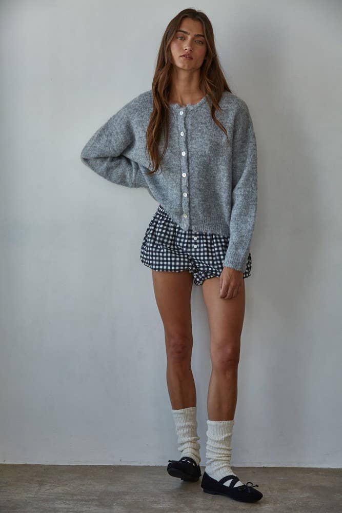 Caroline Heather Grey Sweater Cardigan Top