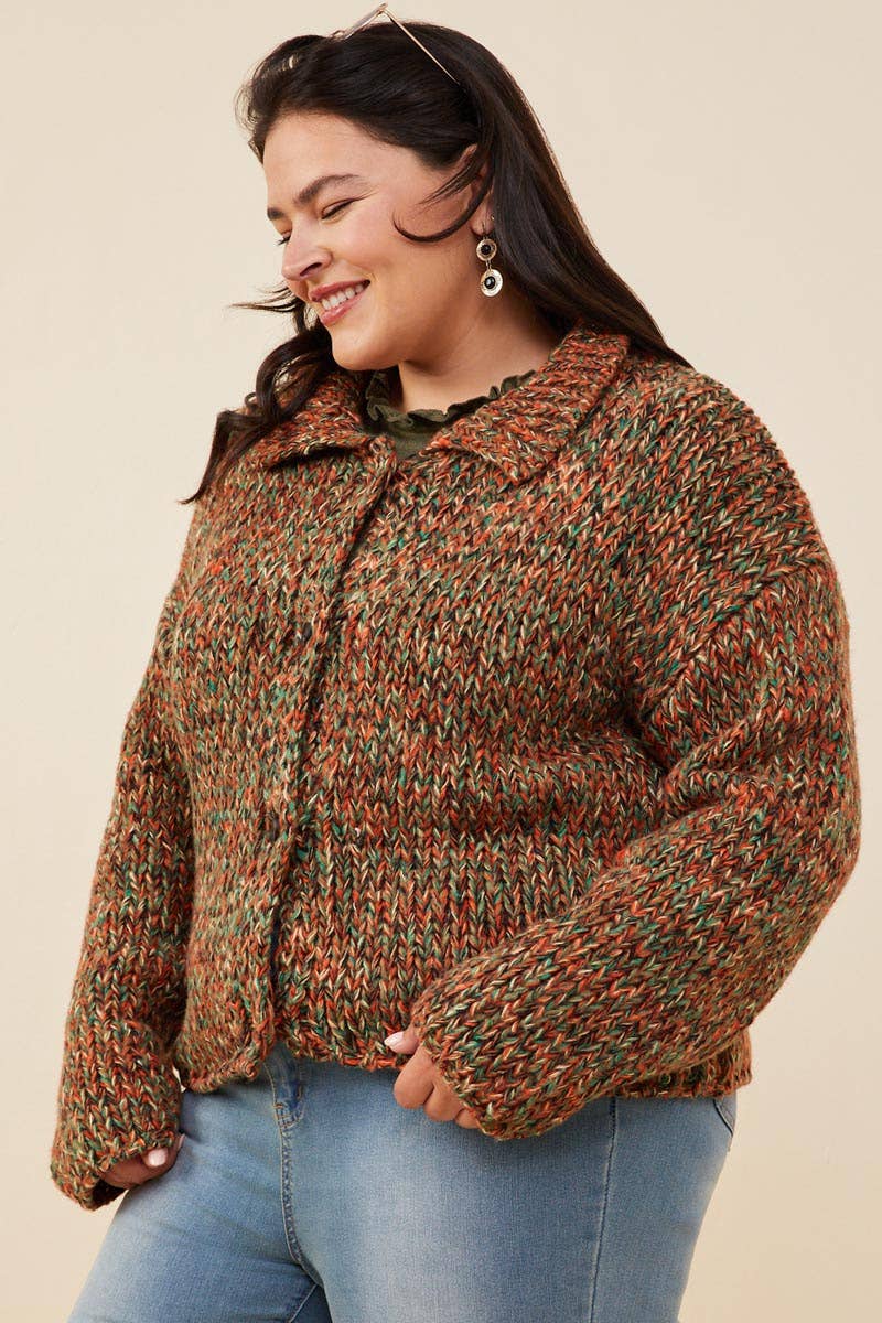 Eunice Multicolor Yarn Chunky Cropped Sweater Cardigan