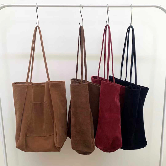 Georgia Large Suede-Like Tote Bag - Black