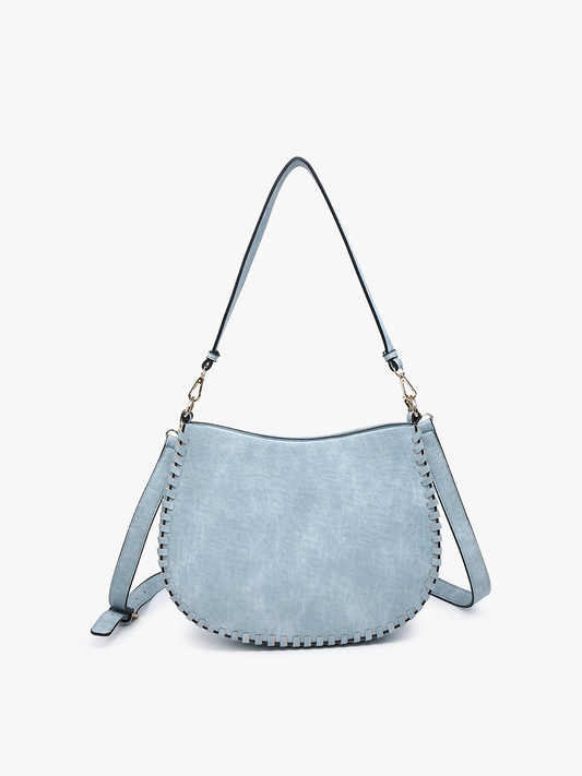 Randi Whipstitch Trim Crossbody/Saddle Bag