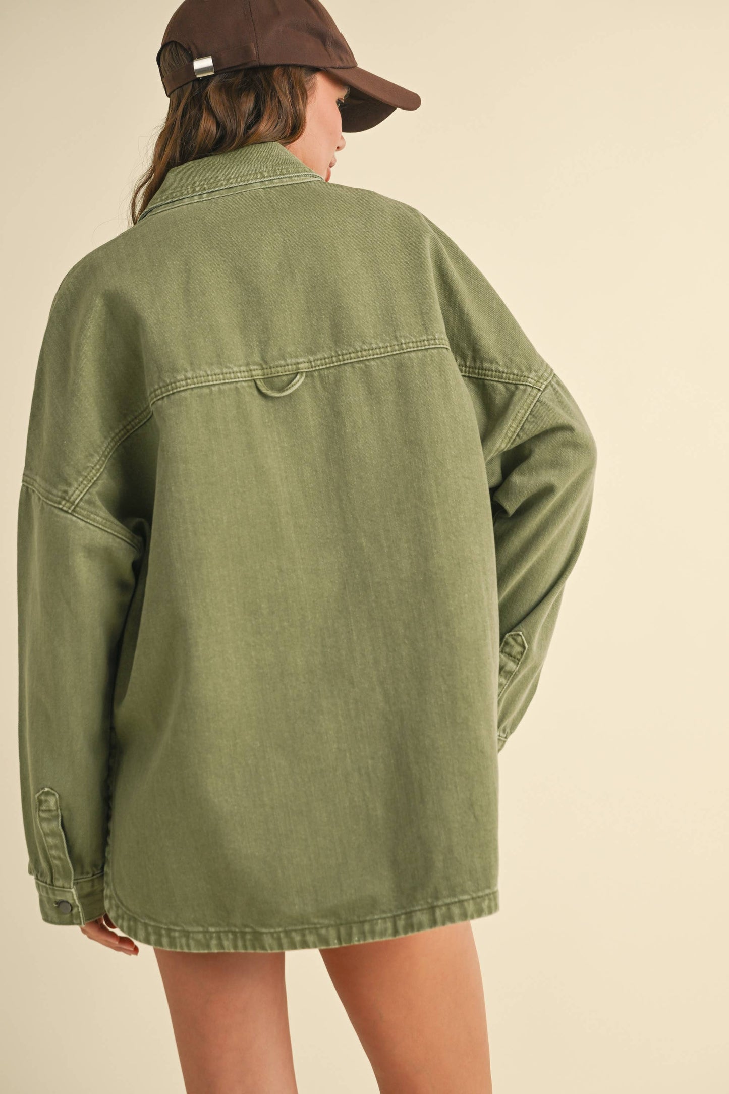 Military Green Denim Shacket