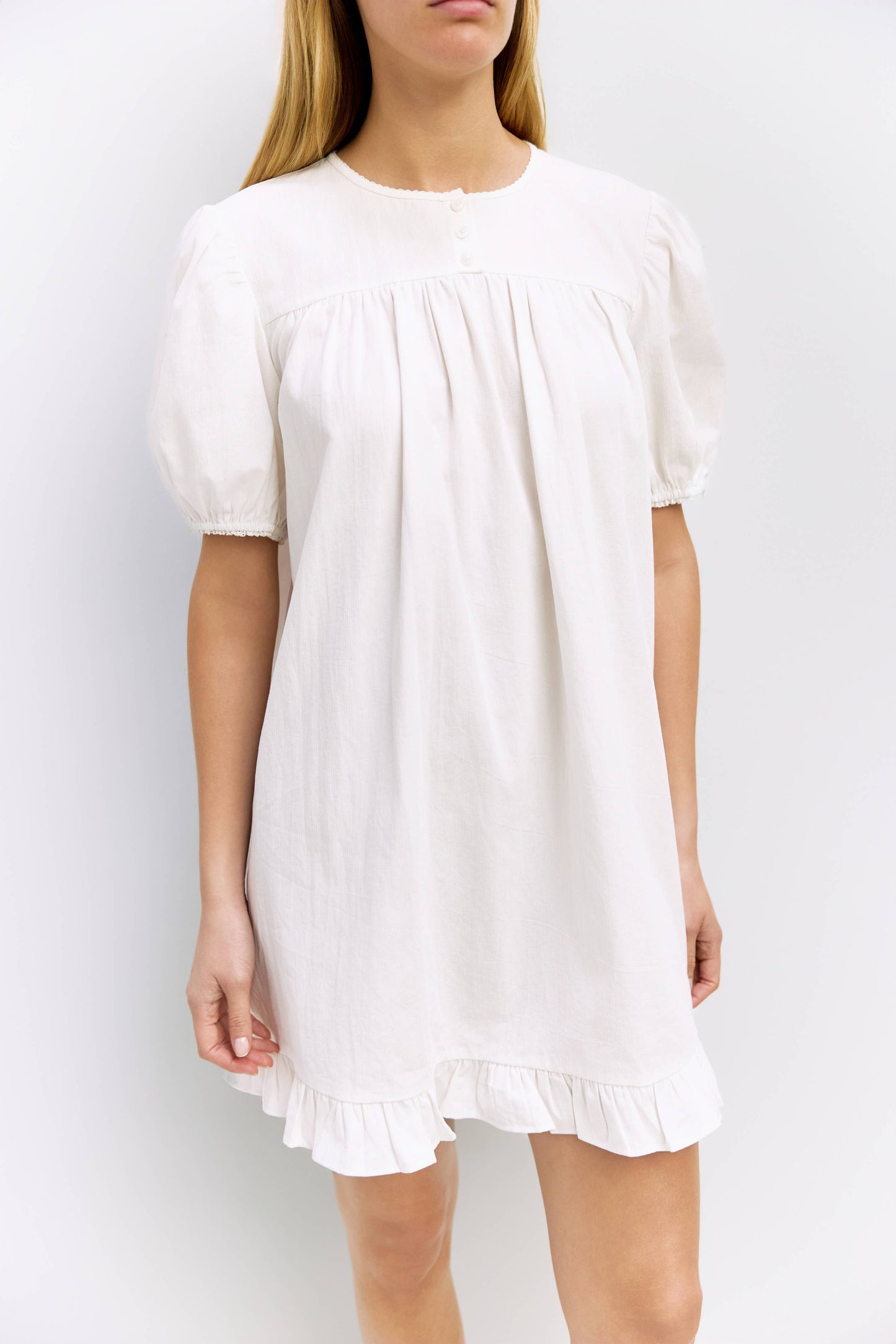 The Frankie Babydoll Ruffle Dress - White