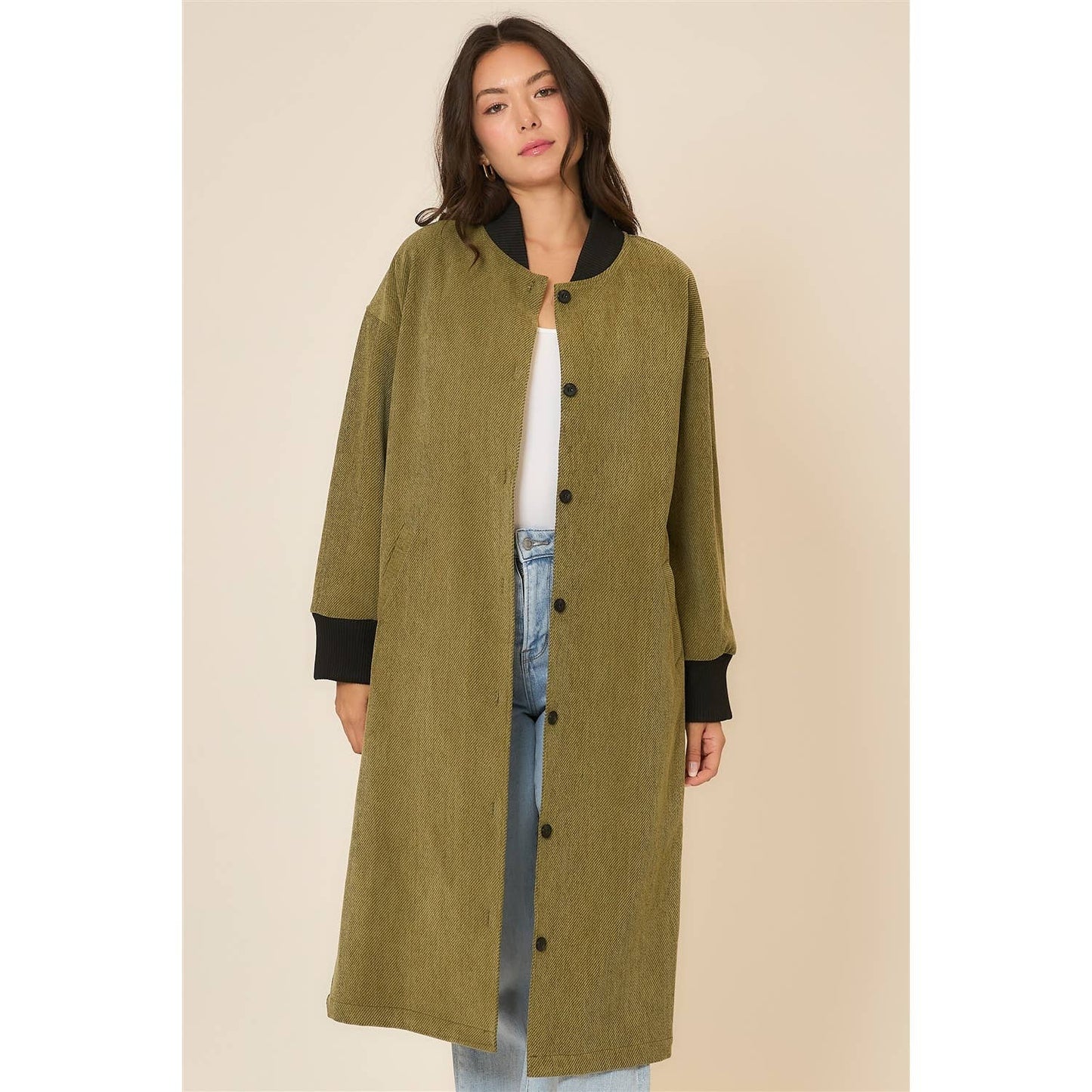 Joann Corduroy Button Up Long Coat