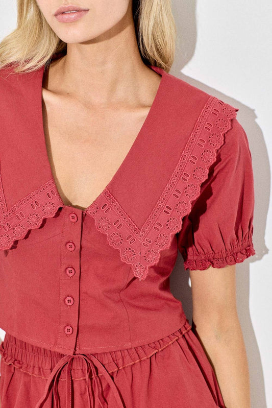 Kiera Peter Pan Collar Cropped Top