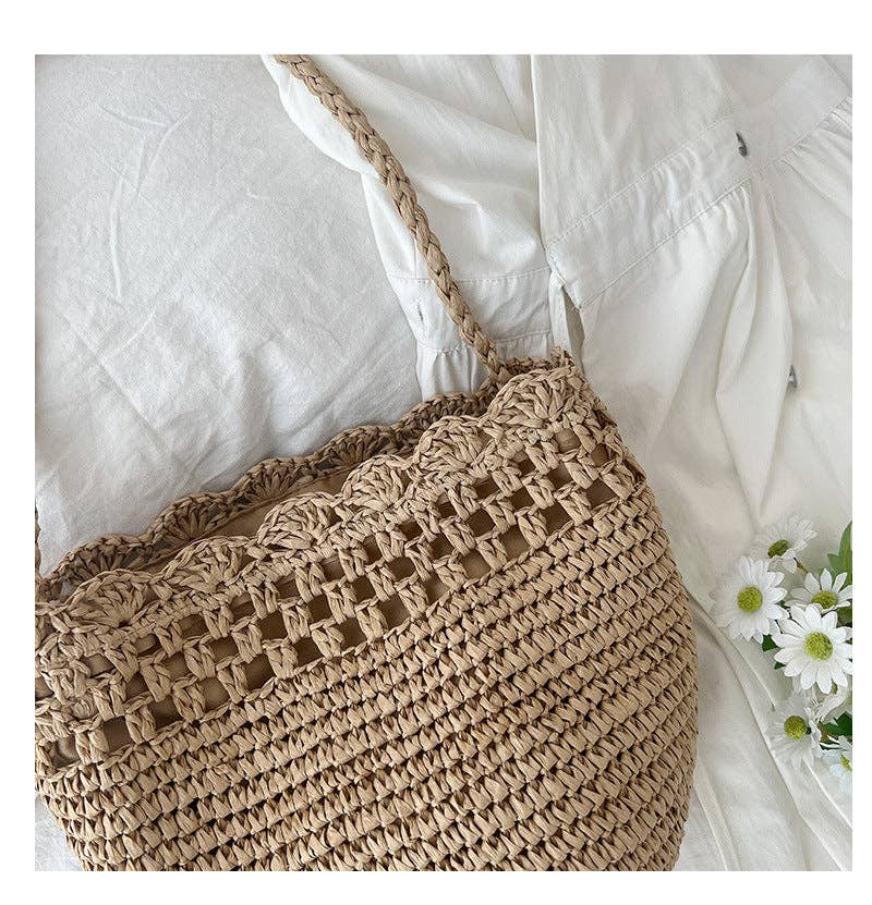 Provence Hollow Out Straw Woven Bucket Bag