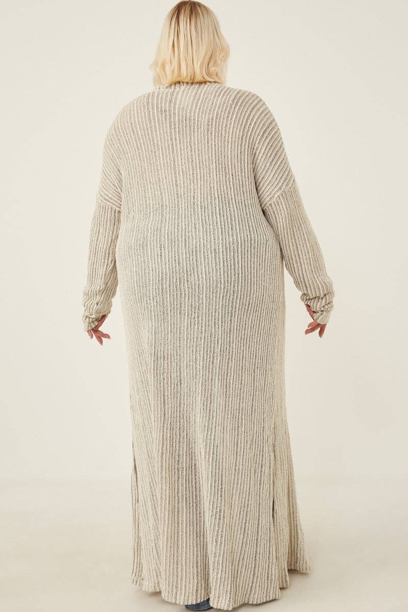 Sinclair Textured Stripe Loose Knit Duster