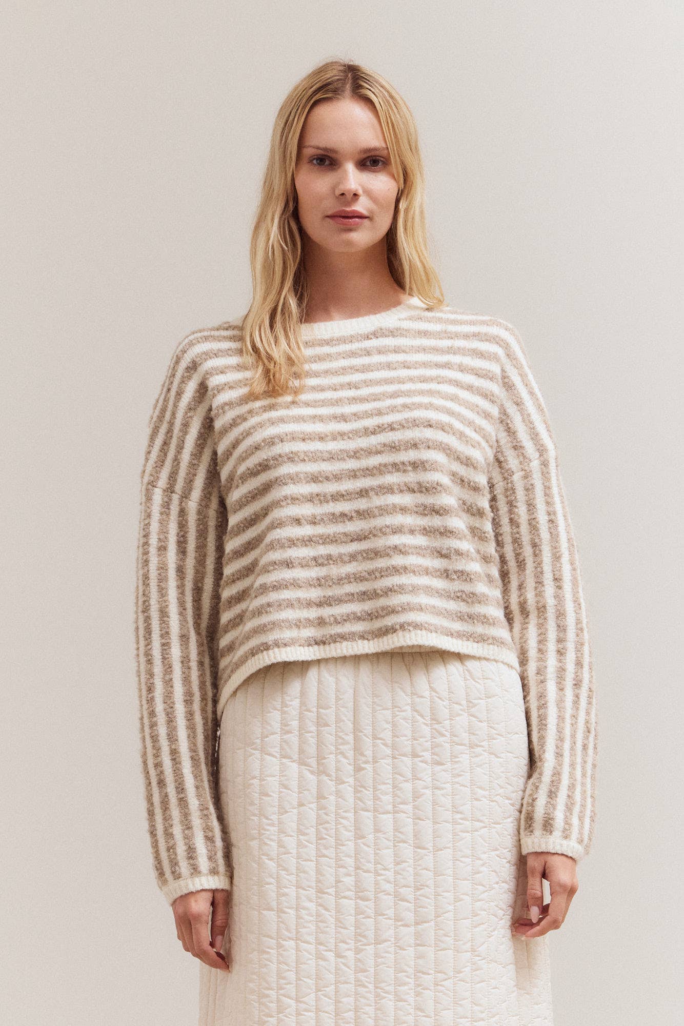 Frida Ivory & Chai Striped Sweater
