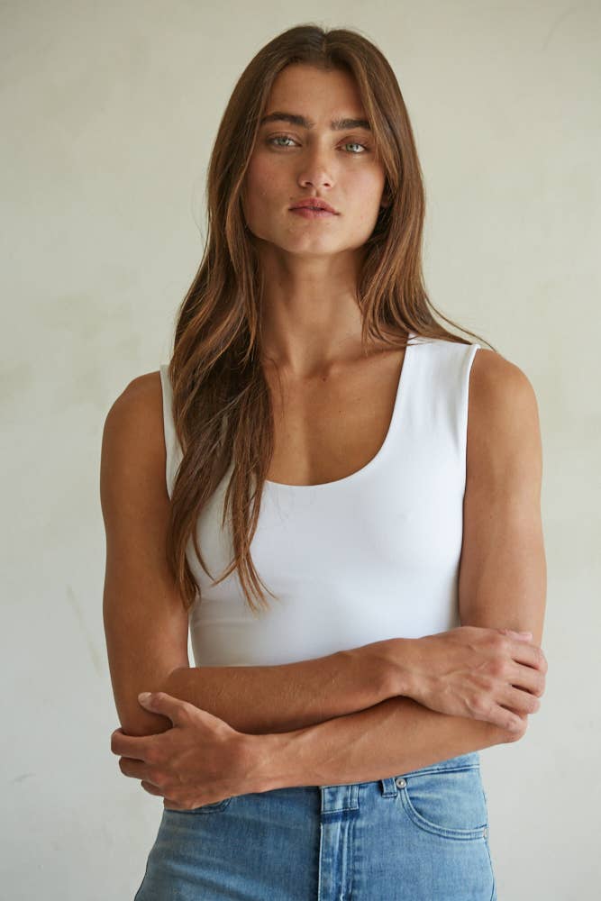 White Seamless Lined Tank Top